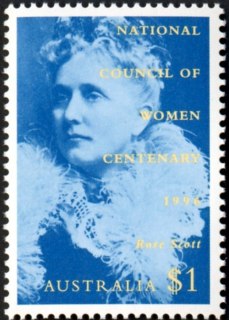 Australia-1996-National-Council-of-Women-100-years-1-dollar-Blue-and-lemon-P14-5-x-14-Rose-Scott-SG1640