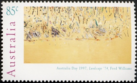 Australia-1997-Australia-Day-Contemporary-Paintings-85-cent-Multi-P14-5-x-14-Landscape-74-artist-Fred-Williams-SG1660