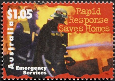 Australia-1997-Emergency-services-1-05-dollar-Multi-P14-x-14-5-Fire-service-at-fire-SG1700