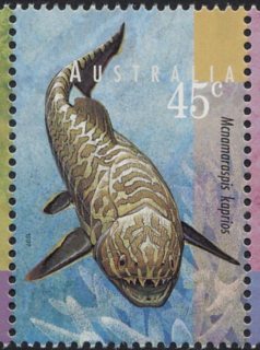 Australia-1997-Prehistoric-Animals-45-cent-Multi-P14-5-x-14-Menamarapsis-kaprios-SG1709