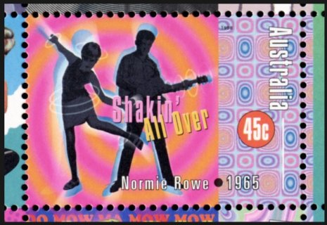 Australia-1998-Australian-Rock-and-Roll-45-cent-Multi-P14-x-14-5-Normie-Rowe-Shakin-All-Over-