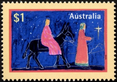 Australia-1998-Christmas-1-dollar-Multi-P14-x14-5-Mary-and-Joseph-SG1834