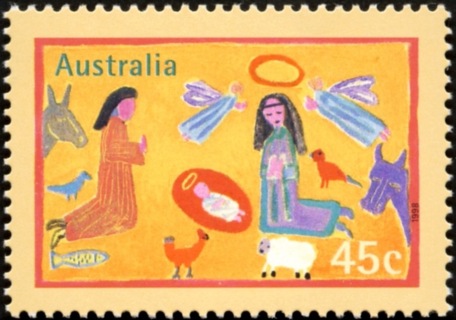 Australia-1998-Christmas-45-cent-Multi-P14-x14-5-Nativity-Scene-SG1833