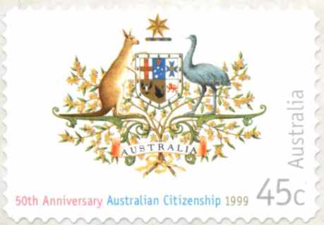 Australia-1999-Australian-Citizenship-anniversary-50-45-cent-Multi-P11-50-Australia-coat-of-arms-SG1837