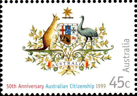 Australia-1999-Australian-Citizenship-anniversary-50-45-cent-Multi-P14-x-14-5-Australia-coat-of-arms-SG1836