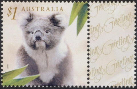 Australia-1999-Greeting-stamps-1-dollar-Multi-P14-5-x-14-Koala-Phascolarctos-cinereus-SG1901