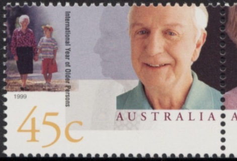 Australia-1999-International-Year-of-Older-Persons-45-cent-Multi-P14-x-14-5-Elderly-man-and-grandmother-with-boy-SG1844