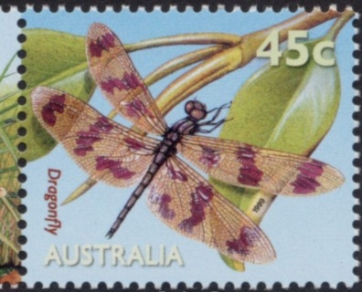 Australia-1999-National-Stamp-Collecting-Month-Small-Pond-Life-45-cent-Multi-P14-x-14-5-Dragonfly-SG1910