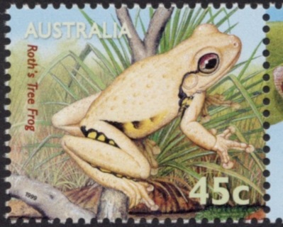 Australia-1999-National-Stamp-Collecting-Month-Small-Pond-Life-45-cent-Multi-P14-x-14-5-Roths-Tree-Frog-SG1909