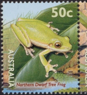 Australia-1999-National-Stamp-Collecting-Month-Small-Pond-Life-50-cent-Multi-P14-5-x-14-Northern-Dwarf-tree-frog-SG1912