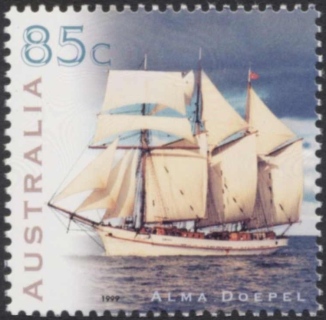 Australia-1999-Sailing-Ships-85-cent-Multi-P14-5-x-14-Alma-Doepel-topsail-schooner-SG1847