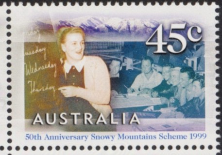 Australia-1999-Snowy-Mountains-Scheme-hydroelectricity-anniversary-52-45-cent-Multi-P14-x-14-5-English-class-for-migrant-workers