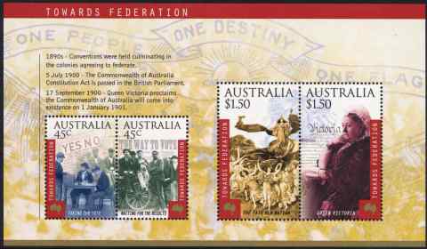 Australia-2000-Australia-Constitution-Act-100-years-1-5-dollar-Multi-P14-x-14-5-Mini-sheet-SGMS1981