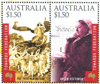 Australia-2000-Australia-Constitution-Act-100-years-2-x-1-5-dollar-Multi-P14-x-14-5-Pair-SG1979a