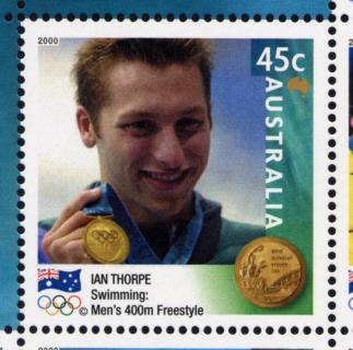 Australia-2000-Australia-Gold-Medallists-Sydney-2000-Olympic-Games-45-cent-Multi-P11-50-Ian-Thorpe