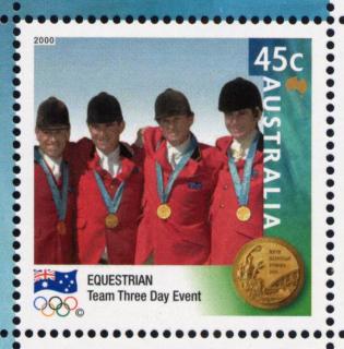 Australia-2000-Australia-Gold-Medallists-Sydney-2000-Olympic-Games-45-cent-Multi-P11-50-Three-Day-Equestrian-18-Sep-SG2030-A