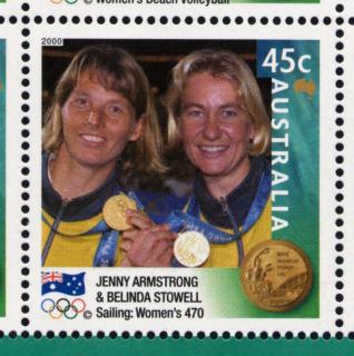 Australia-2000-Australia-Gold-Medallists-Sydney-2000-Olympic-Games-45-cent-Multi-P11-50-Womens-470-Dinghy-sailing-1-Oct-SG2041-A