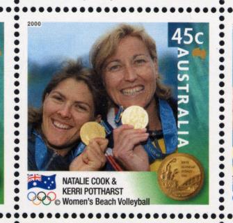 Australia-2000-Australia-Gold-Medallists-Sydney-2000-Olympic-Games-45-cent-Multi-P11-50-Womens-beach-volleyball-26-Sep-SG2037-A