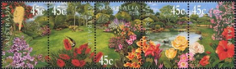 Australia-2000-Gardens-5-x-45-cent-Multi-P14-5-x-14-Strip-SG1960a