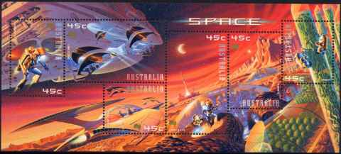 Australia-2000-Space-2000-6-x-45-cent-Multi-P14-40-Mini-sheet-art-SGMS2049