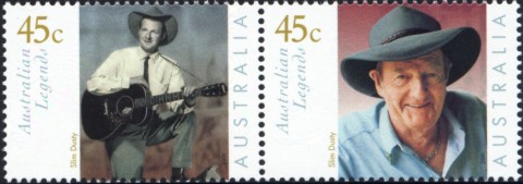 Australia-2001-Australian-legends-Slim-Dusty-series-five-2-x-45-cent-Multi-P13-9-x-14-6-Pair-SG2069a