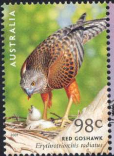 Australia-2001-Birds-of-Prey-98-cent-Multi-P14-6-x-13-9-Red-goshawk