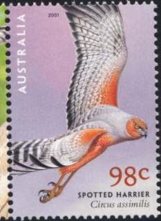 Australia-2001-Birds-of-Prey-98-cent-Multi-P14-6-x-13-9-Spotted-Harrier