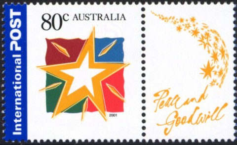 Australia-2001-Seasons-Greetings-80-cent-Multi-P14-4-x-14-Clip-art-Star-SG2137