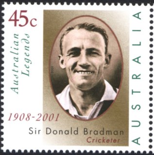 Australia-2001-Sir-Donald-Bradman-memorial-45-cent-Multi-P14-30-Stamp-3417