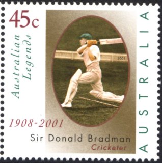 Australia-2001-Sir-Donald-Bradman-memorial-45-cent-Multi-P14-30-Stamp-3419