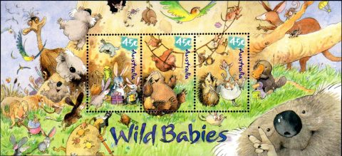 Australia-2001-Wild-Babies-3-x-45-dollar-Multi-P14-40-SGMS2150a