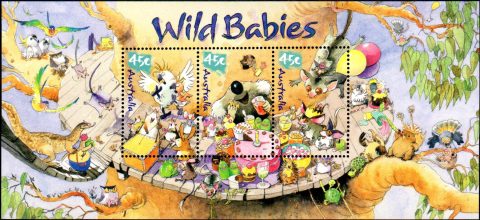 Australia-2001-Wild-Babies-3-x-45-dollar-Multi-P14-40-SGMS2150b