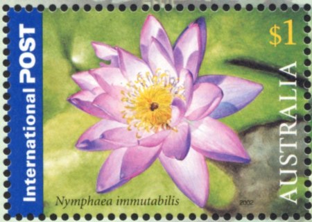 Australia-2002-Australia-Thailand-Joint-Issue-Water-Lilies-1-dollar-Multi-P14-x-14-5-Waterlily-Nymphaea-immutabilis-SG2214