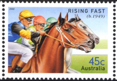 Australia-2002-Champion-Racehorses-45-cent-Multi-P14-x-14-5-Rising-Fast-SG2247