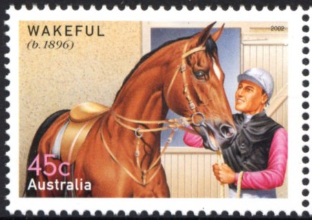 Australia-2002-Champion-Racehorses-45-cent-Multi-P14-x-14-5-Wakeful-SG2246