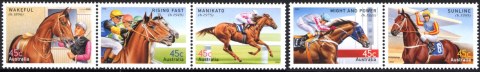 Australia-2002-Champion-Racehorses-5-x-45-cent-Multi-P14-x-14-5-SG2246a