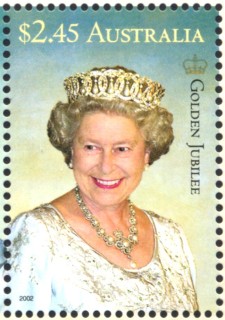 Australia-2002-Golden-Jubilee-2-45-dollar-Multi-P14-75-x-14-Portrait-Queen-Elizabeth-in-Italy