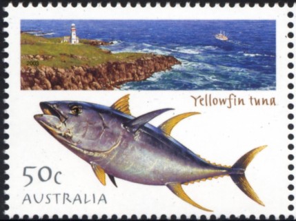 Australia-2003-Angling-in-Australia-50-cent-Multi-P14-4-x-14-Yellow-finned-tuna-and-sea-fishing-from-boat