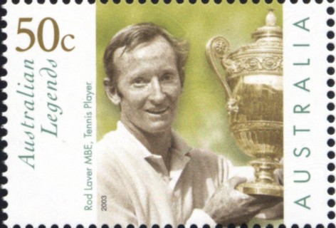 Australia-2003-Australian-legends-Series-7-Tennis-Players-50-cent-Multi-P13-86-x-14-6-Rod-Laver-with-Wimbledon-Trophy-SG2266