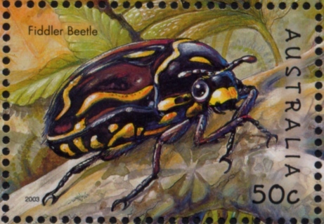 Australia-2003-Bugs-and-Butterflies-50-cent-Multi-P13-86-x-14-6-Fiddler-beetle-Eupoecila-australasiae-SG2321