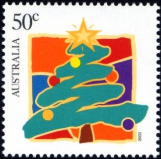 Australia-2003-Peace-and-Goodwill-50-cent-Multi-P14-4-x-14-Clip-art-of-Green-Christmas-tree-SG2321