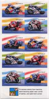 Australia-2004-Australian-heroes-of-Grand-prix-racing-5-dollar-Multi-P13-85-x-14-6-Booklet-of-10-stamps