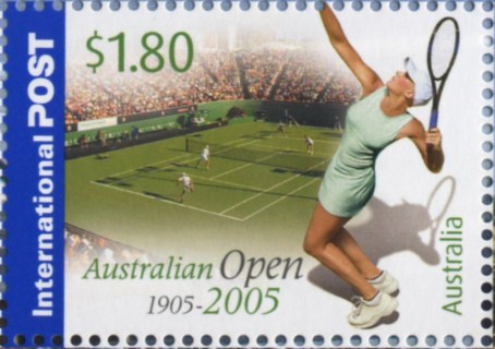 Australia-2005-Australian-Open-Tennis-1905-to-2006-1-8-dollar-Multi-P13-85-x-14-6-Female-tennis-player-painted-at-Melbourne-Park