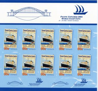 Australia-2005-Bon-Voyage-Souvenir-Sheet-10-x-50-cent-Multi-PDie-cut-Sheet