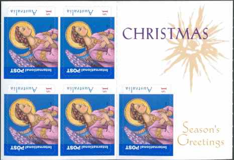 Australia-2005-Christmas-2005-5-x-1-dollar-Multi-P14-6-x-13-86-Die-Cut-Adoring-angel