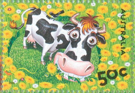 Australia-2005-Down-on-the-Farm-50-cent-Multi-P13-86-x-14-6-Abigail-the-Cow