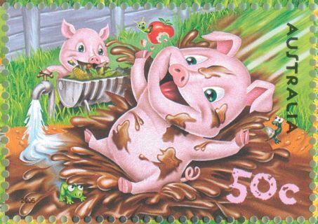 Australia-2005-Down-on-the-Farm-50-cent-Multi-P13-86-x-14-6-Ralph-the-pig