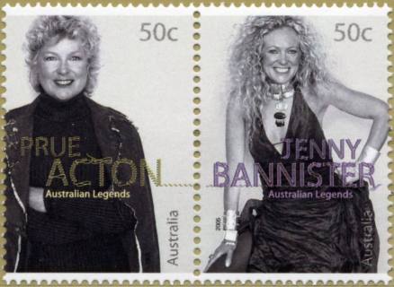 Australia-2005-Fashion-Designers-Legends-series-nine-2-x-50-cent-Monochrome-with-coloured-name-P14-6-x-13-86-Pair-4424-to-4405-SG