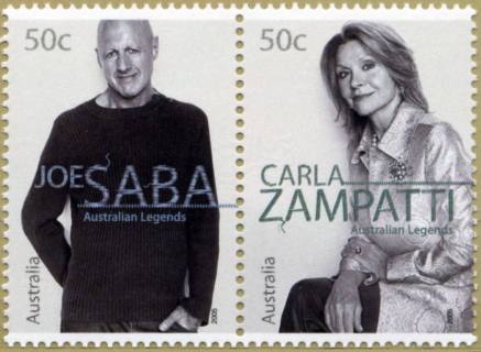 Australia-2005-Fashion-Designers-Legends-series-nine-2-x-50-cent-Monochrome-with-coloured-name-P14-6-x-13-86-Pair_1