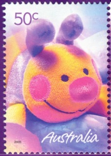 Australia-2005-Marking-the-Occasion-greeting-stamps-and-scenes-of-Australia-50-cent-Multi-P14-6-x-13-86-Cartoon-bumble-bee-for-announcing-births-etc-SG2493